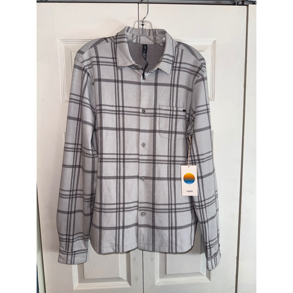 Vuori Mens Plaid Shirt Jacket Grey Charcoal Long Sleeve Button Down Small NWT